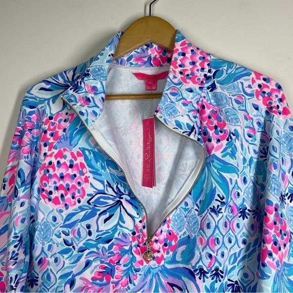 Lilly Pulitzer Skipper Cropped Popover In Zanzibar Blue Party Princess L - Picture 5 of 8